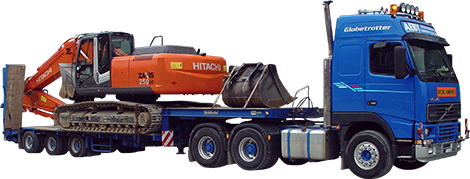 Aeby Transport Fribourg camion transport lourd semi-remorque surbaiss&eacute;e &agrave; trois essieux